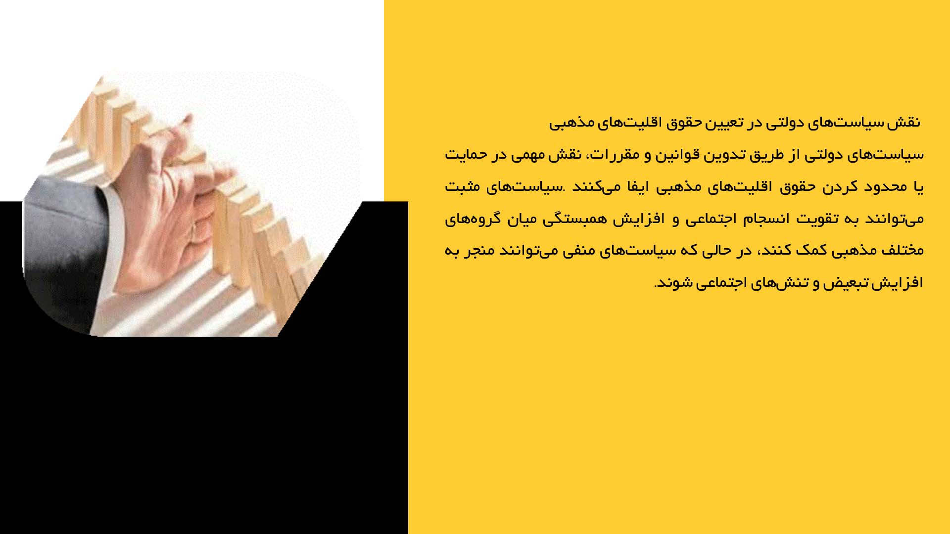 پاورپوینت در مورد تأثیر سیاست بر حقوق اقلیت‌های مذهبی